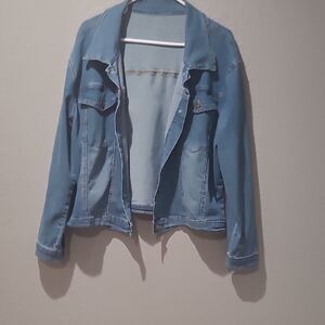 Classic Blue Jean Jacket with Washed Denim Texture